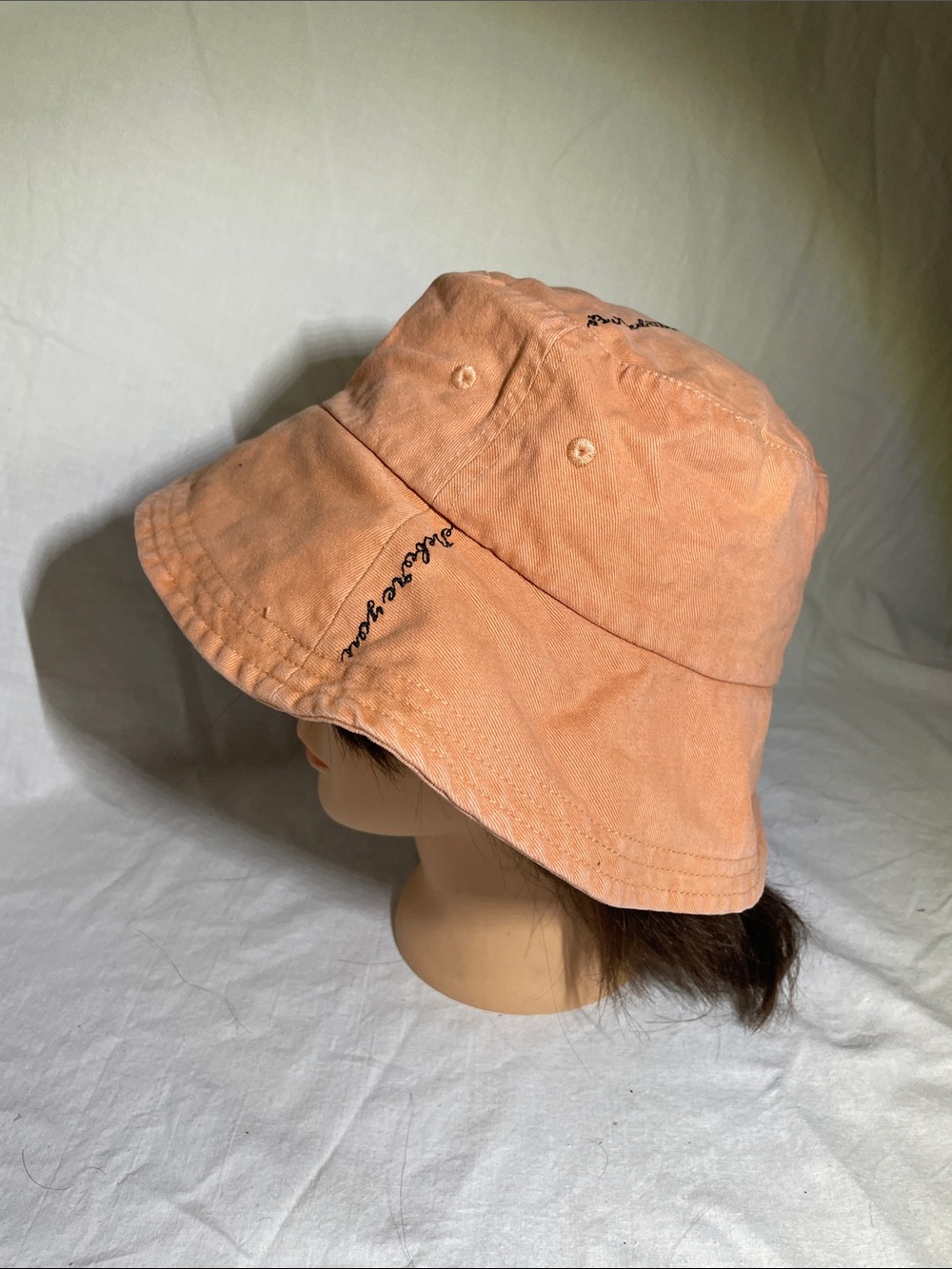 Embroidered Peach Bucket Hat - Casual Summer Accessory
